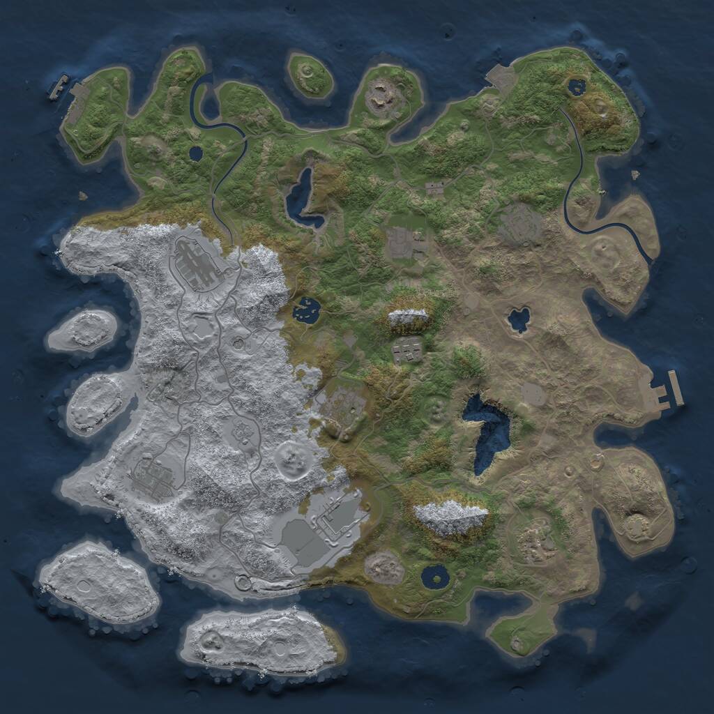 Rust Map: Procedural Map, Size: 4000, Seed: 1087764198, 16 Monuments