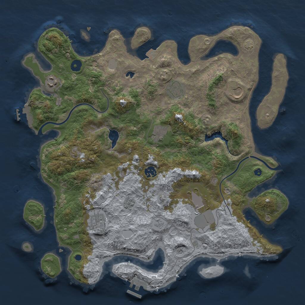 Rust Map: Procedural Map, Size: 4000, Seed: 1570183835, 14 Monuments