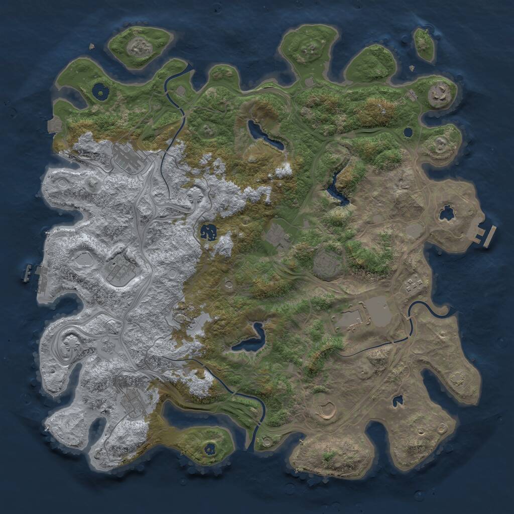 Rust Map: Procedural Map, Size: 4500, Seed: 1316772228, 17 Monuments