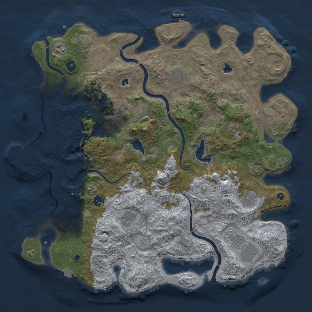 Rust Map: Procedural Map, Size: 4500, Seed: 107328289, 17 Monuments