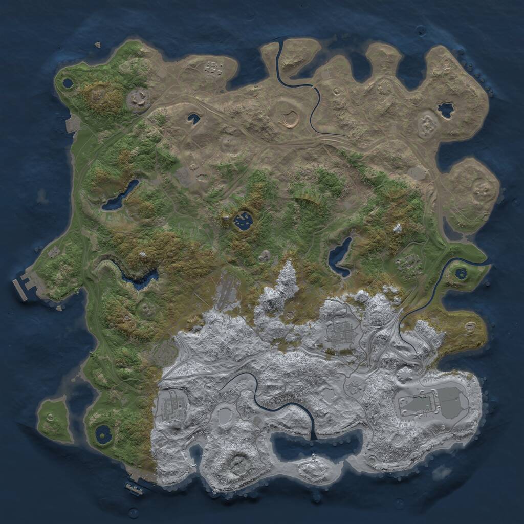 Rust Map: Procedural Map, Size: 4500, Seed: 107328289, 17 Monuments