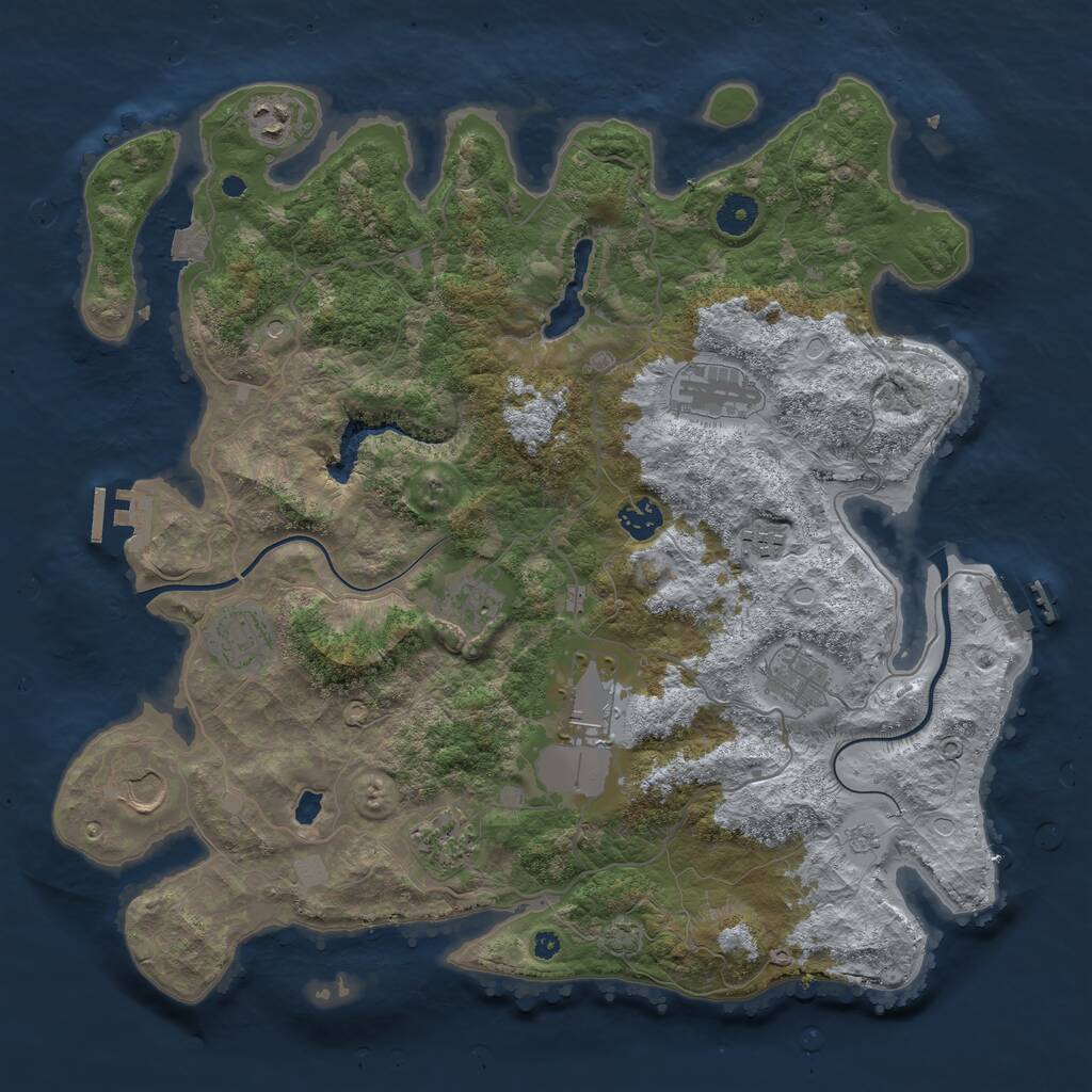 Rust Map: Procedural Map, Size: 4000, Seed: 2065114930, 16 Monuments