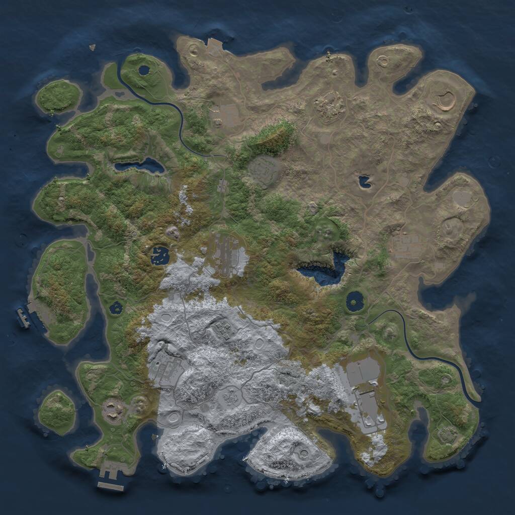 Rust Map: Procedural Map, Size: 4000, Seed: 44134243, 17 Monuments