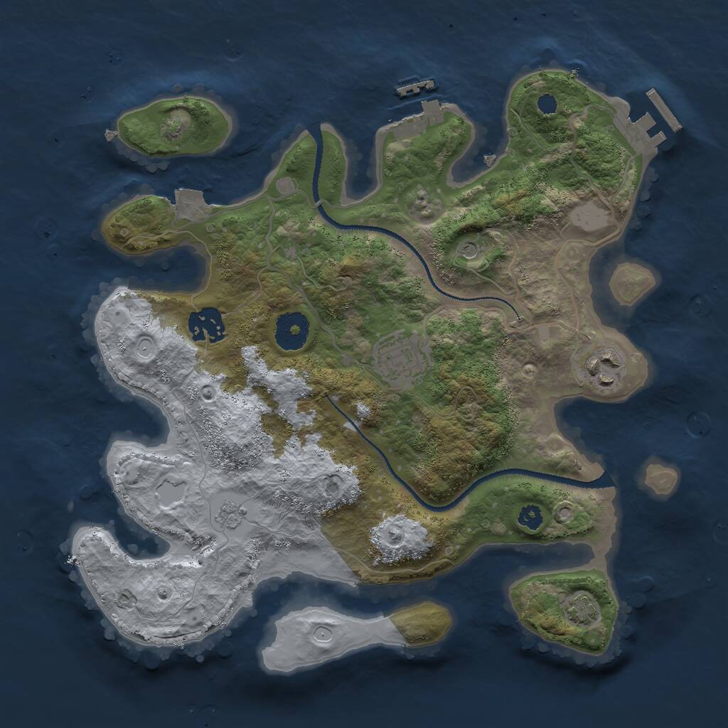 Rust Map: Procedural Map, Size: 3000, Seed: 928429283, 9 Monuments