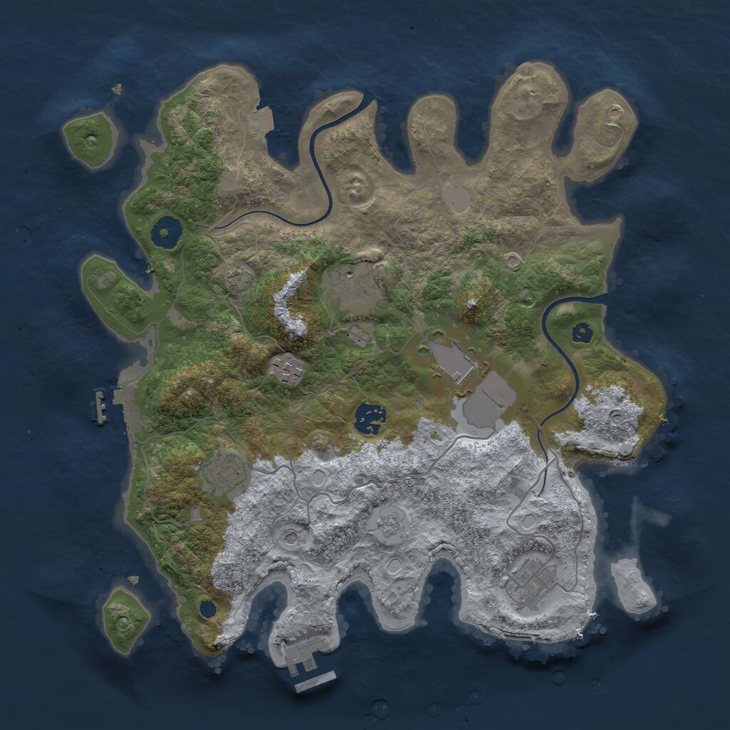 Rust Map: Procedural Map, Size: 3500, Seed: 96504016, 12 Monuments