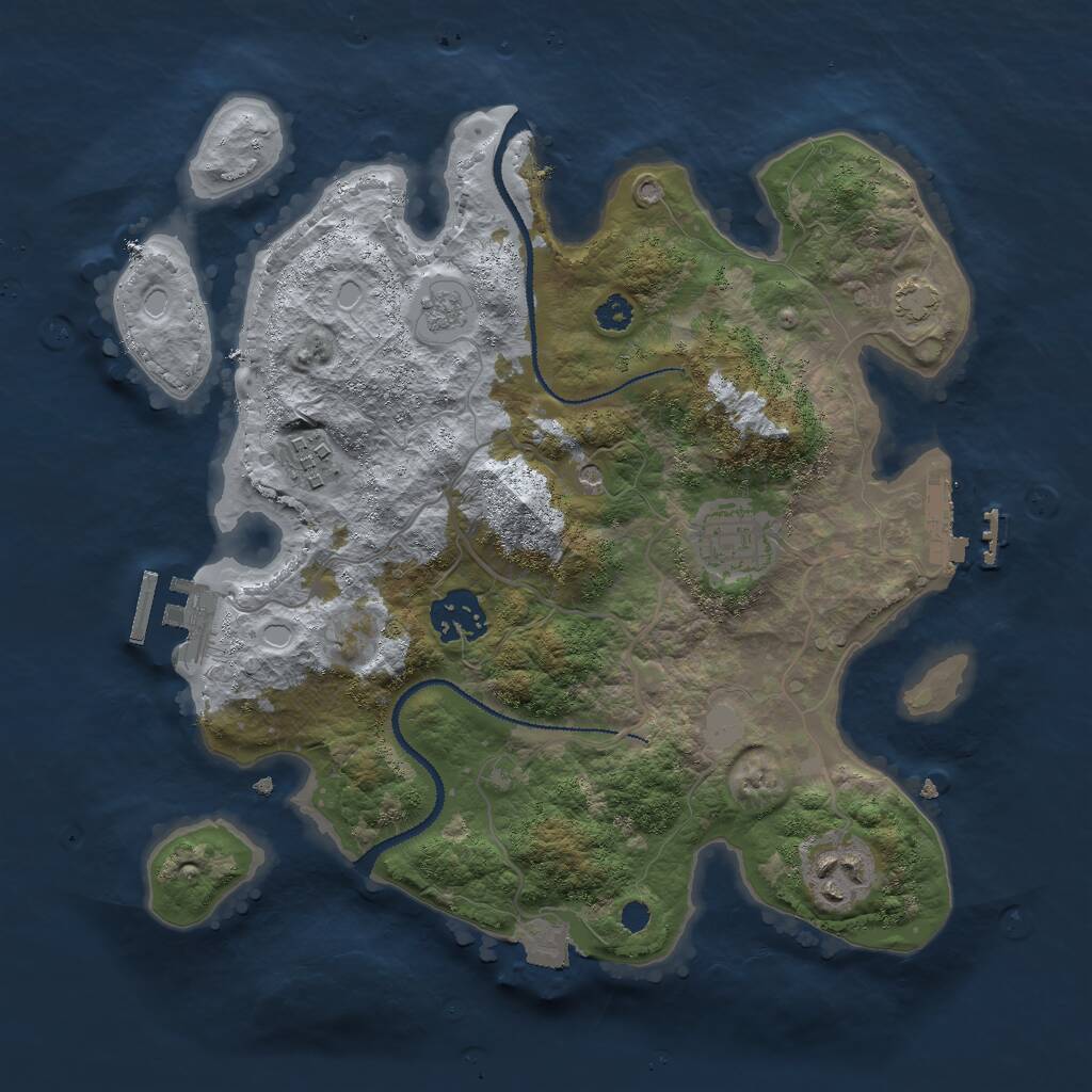 Rust Map: Procedural Map, Size: 3000, Seed: 1128603982, 10 Monuments