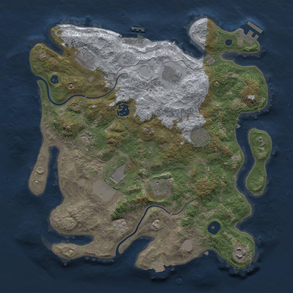 Rust Map: Procedural Map, Size: 3500, Seed: 595353180, 15 Monuments