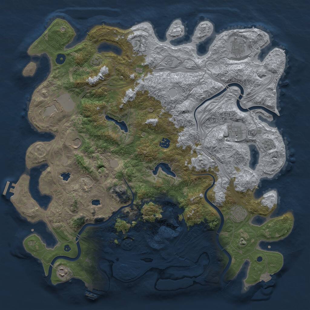 Rust Map: Procedural Map, Size: 4500, Seed: 686395349, 15 Monuments