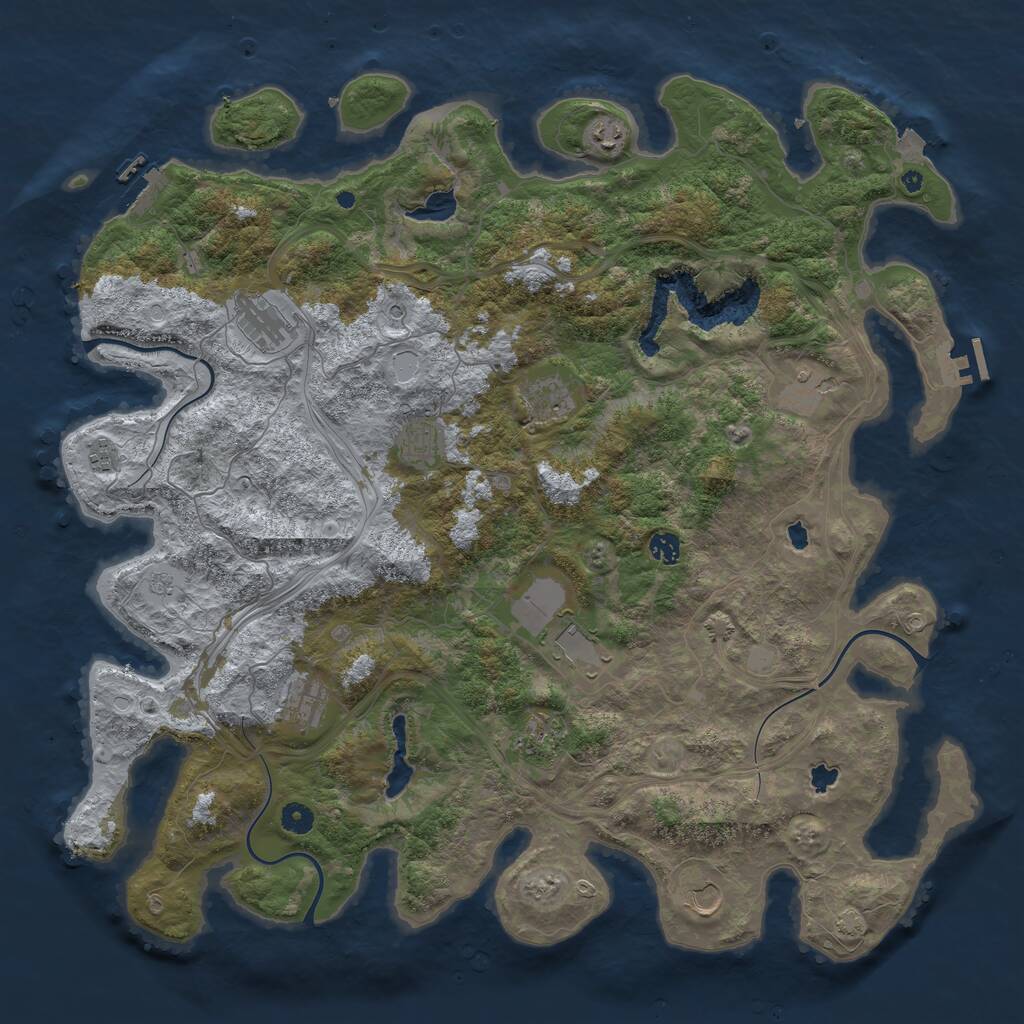 Rust Map: Procedural Map, Size: 4800, Seed: 1161036676, 17 Monuments