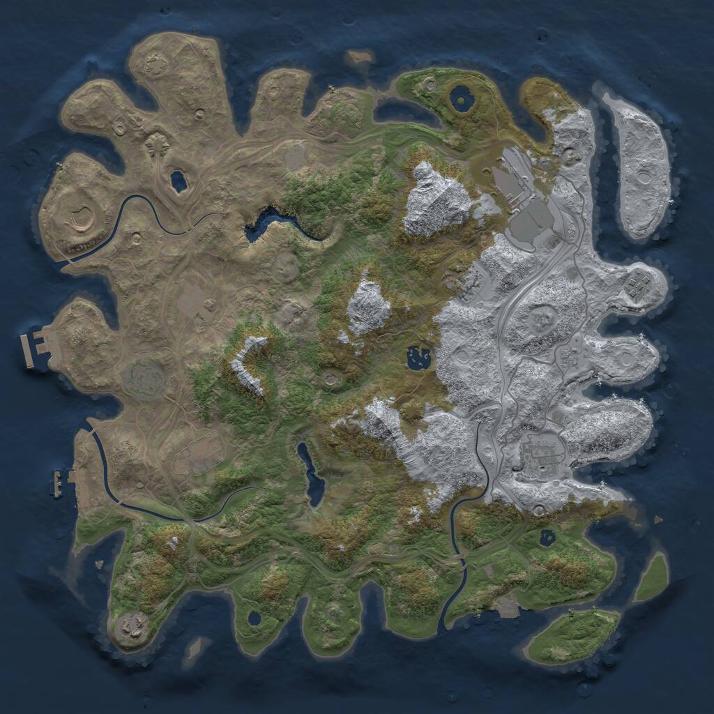 Rust Map: Procedural Map, Size: 4250, Seed: 1166806154, 16 Monuments