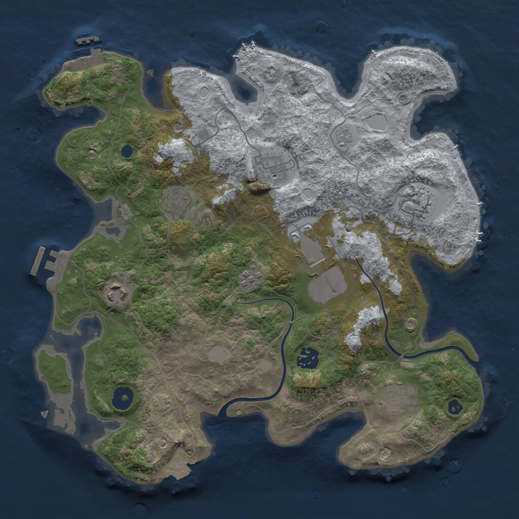 Rust Map: Procedural Map, Size: 3500, Seed: 37784, 14 Monuments