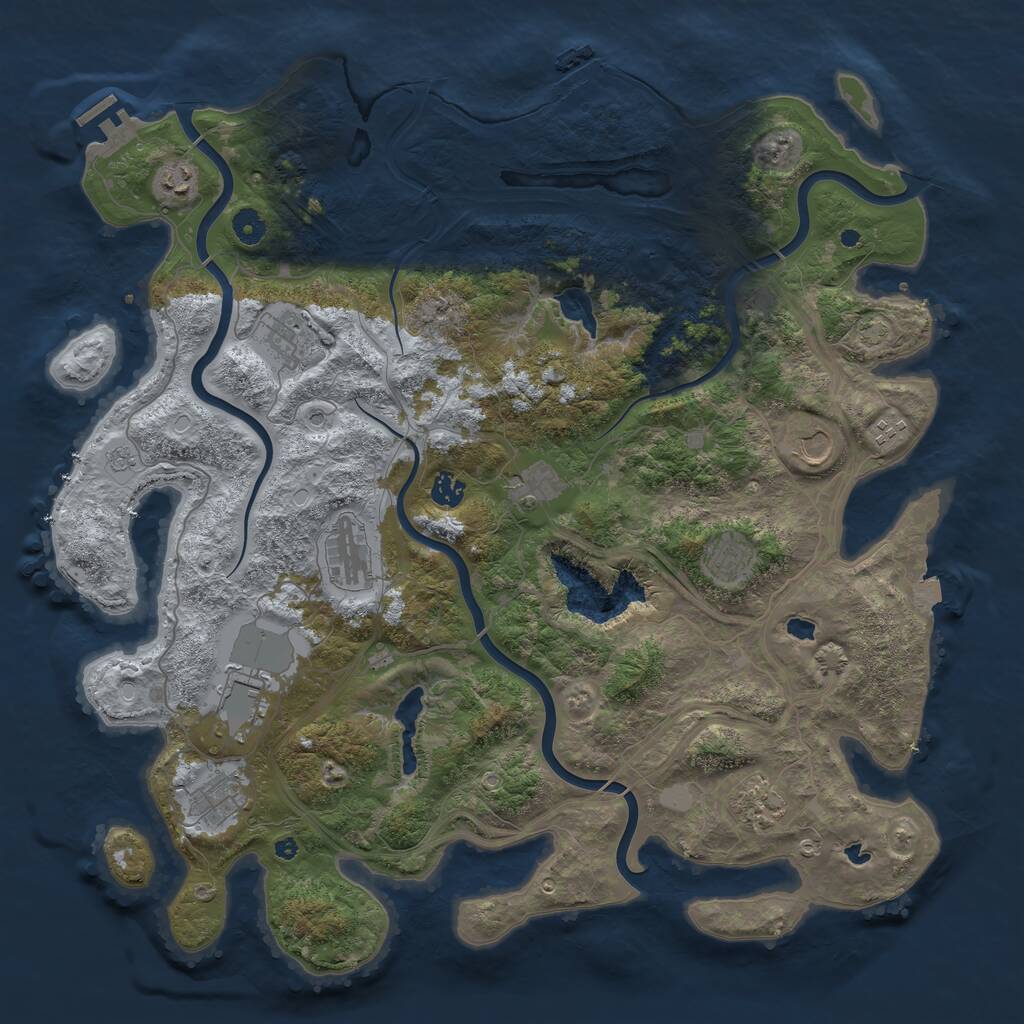 Rust Map: Procedural Map, Size: 4500, Seed: 963741258, 17 Monuments