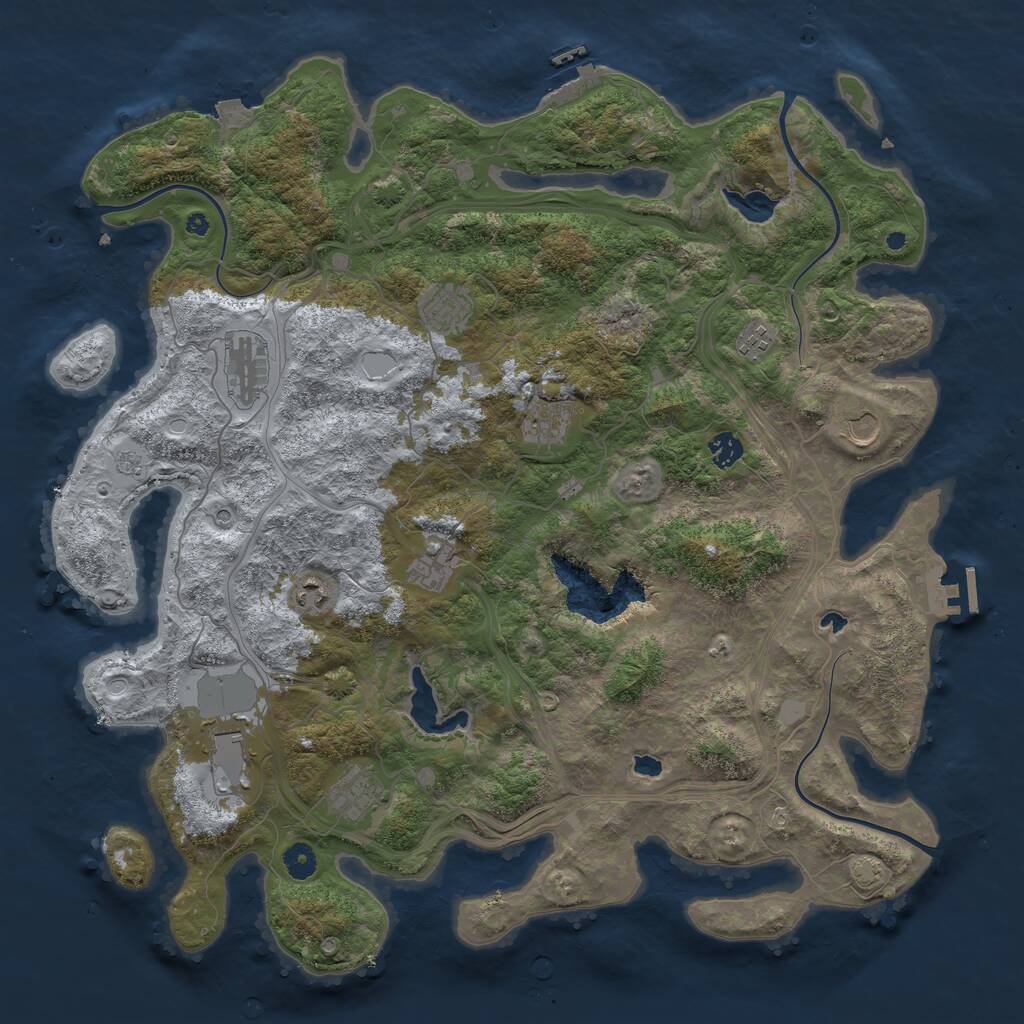 Rust Map: Procedural Map, Size: 4500, Seed: 963741258, 16 Monuments