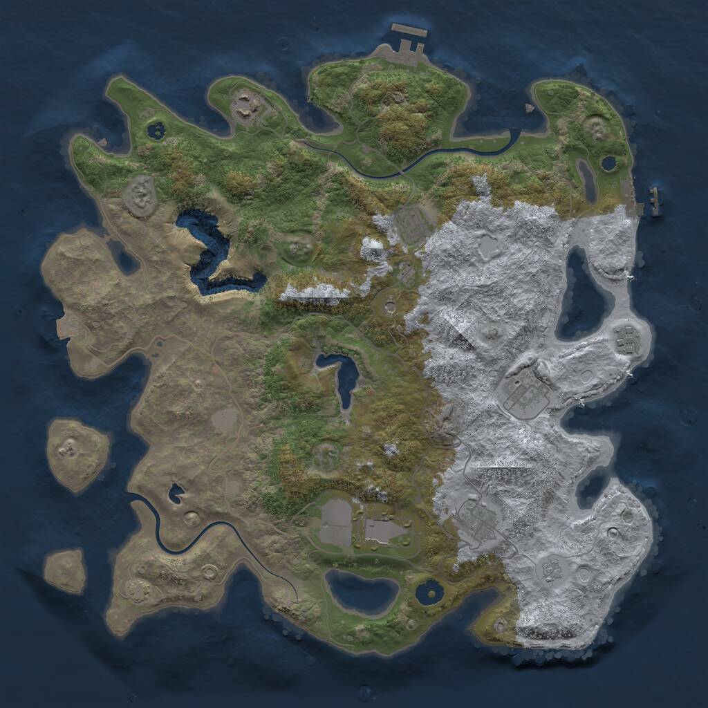 Rust Map: Procedural Map, Size: 4000, Seed: 950907737, 12 Monuments