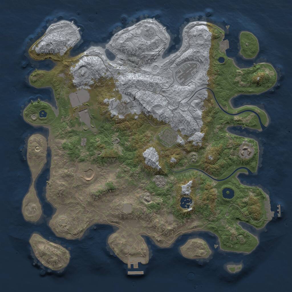 Rust Map: Procedural Map, Size: 3750, Seed: 9415142, 14 Monuments