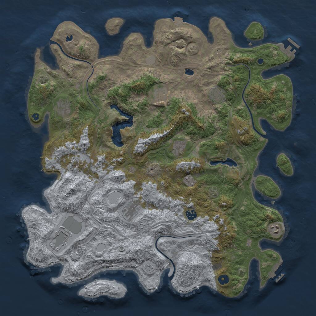 Rust Map: Procedural Map, Size: 4500, Seed: 1389, 16 Monuments