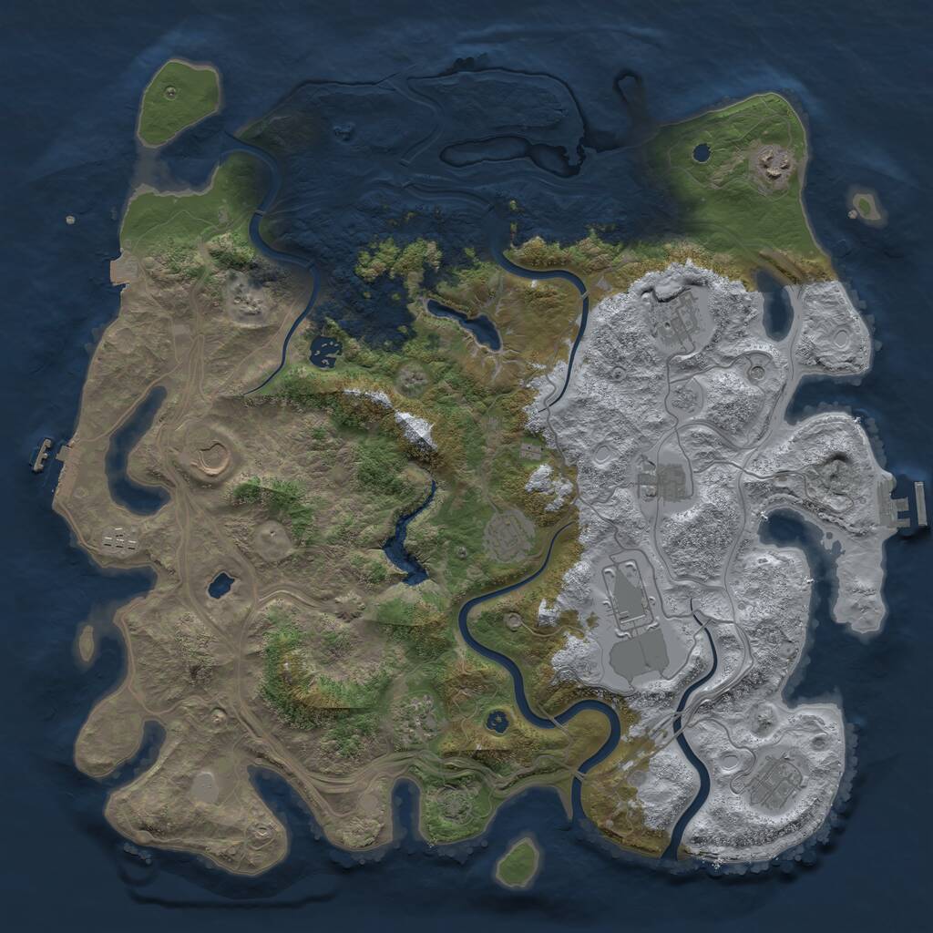 Rust Map: Procedural Map, Size: 4300, Seed: 1212917278, 16 Monuments