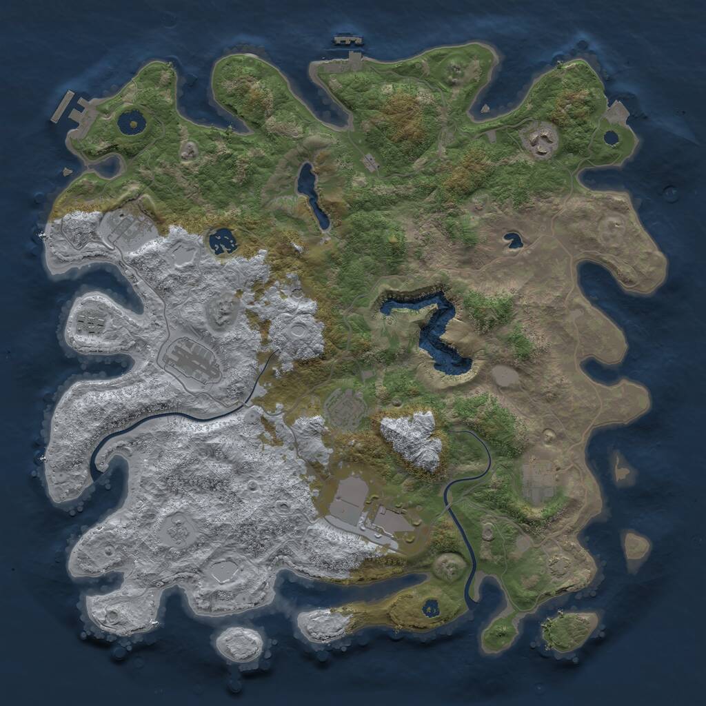 Rust Map: Procedural Map, Size: 4000, Seed: 533287135, 14 Monuments