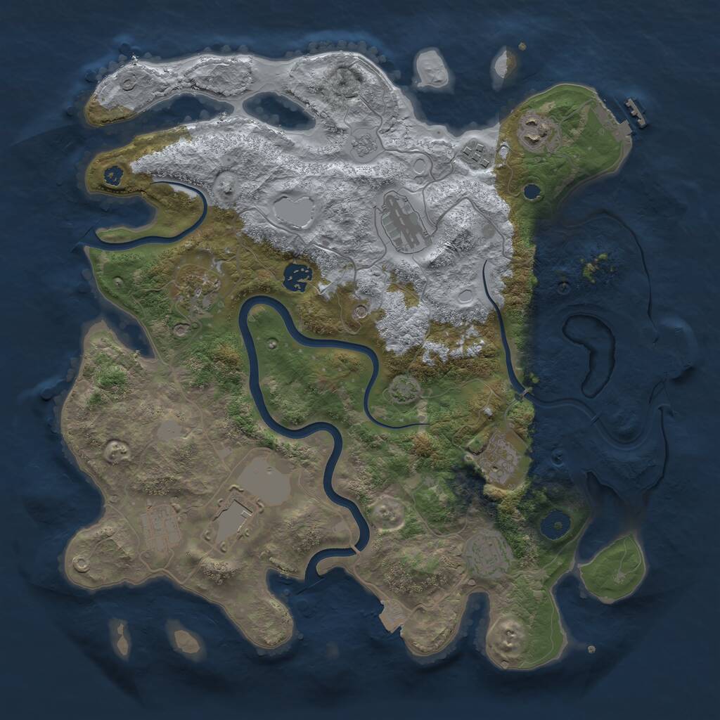Rust Map: Procedural Map, Size: 3750, Seed: 57385580, 15 Monuments
