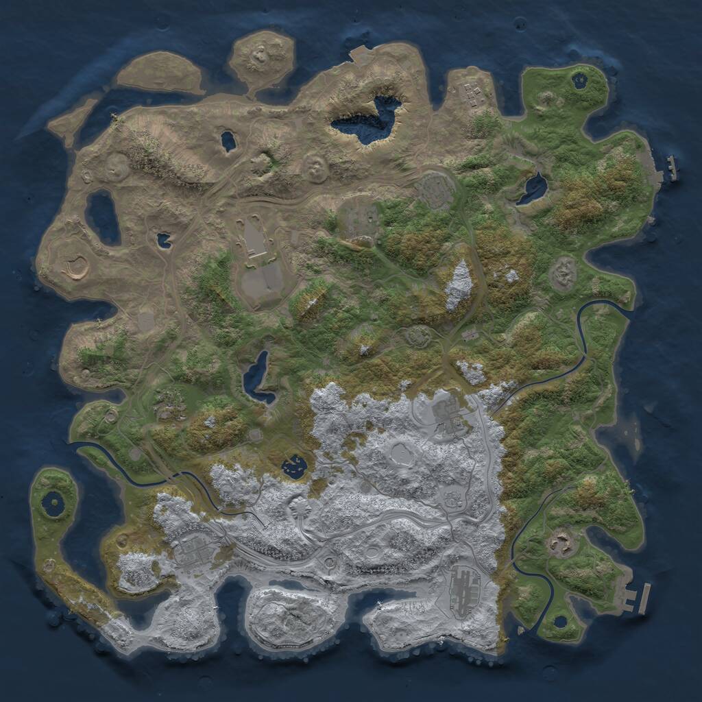 Rust Map: Procedural Map, Size: 4500, Seed: 1280631060, 17 Monuments