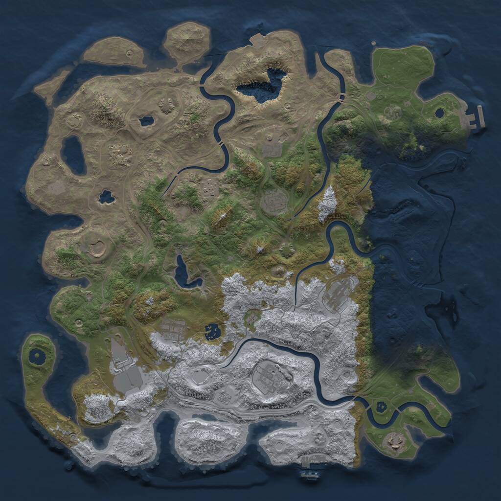 Rust Map: Procedural Map, Size: 4500, Seed: 1280631060, 17 Monuments