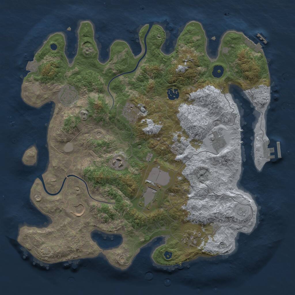 Rust Map: Procedural Map, Size: 3650, Seed: 16896364, 15 Monuments