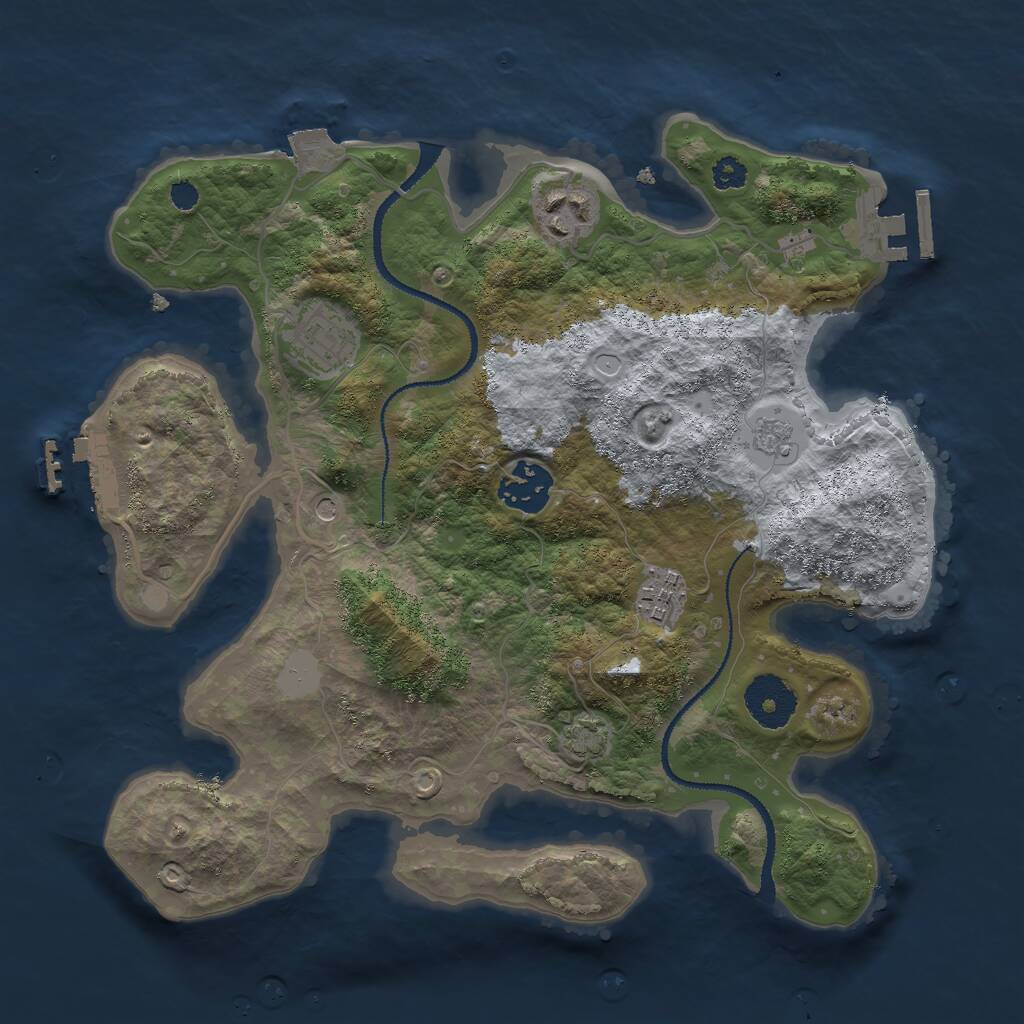 Rust Map: Procedural Map, Size: 3000, Seed: 650954, 10 Monuments