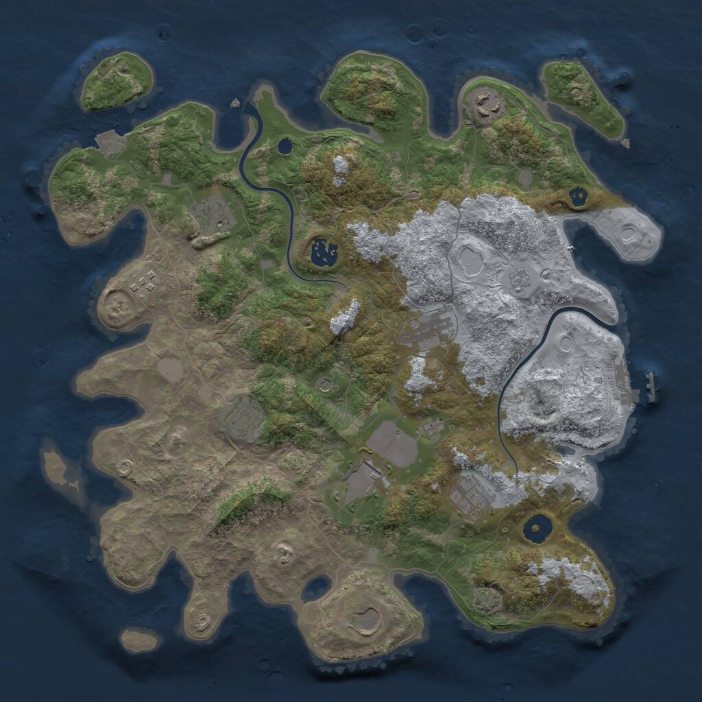 Rust Map: Procedural Map, Size: 3750, Seed: 1762054842, 14 Monuments