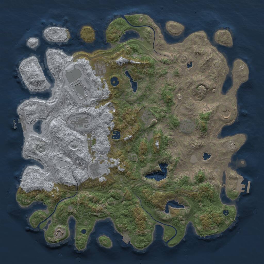 Rust Map: Procedural Map, Size: 4500, Seed: 1919742833, 16 Monuments