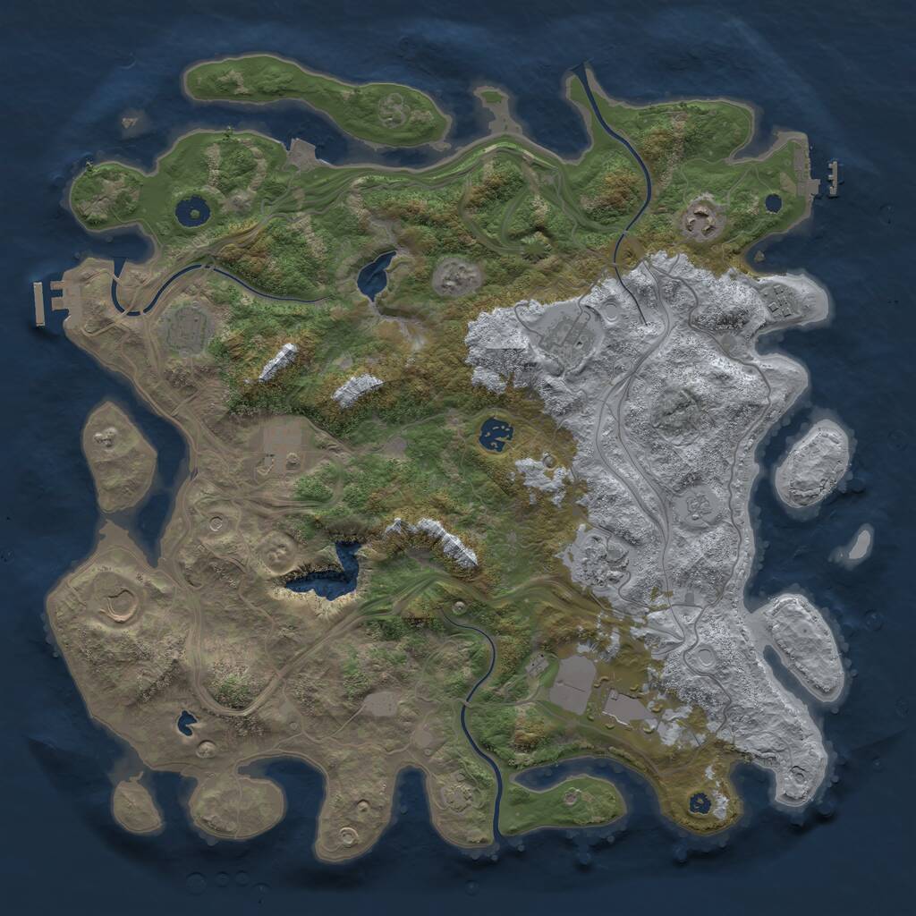 Rust Map: Procedural Map, Size: 4250, Seed: 1073661129, 15 Monuments