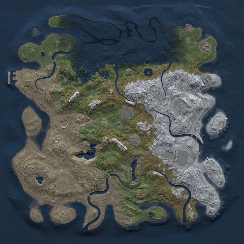 Rust Map: Procedural Map, Size: 4250, Seed: 1073661129, 13 Monuments