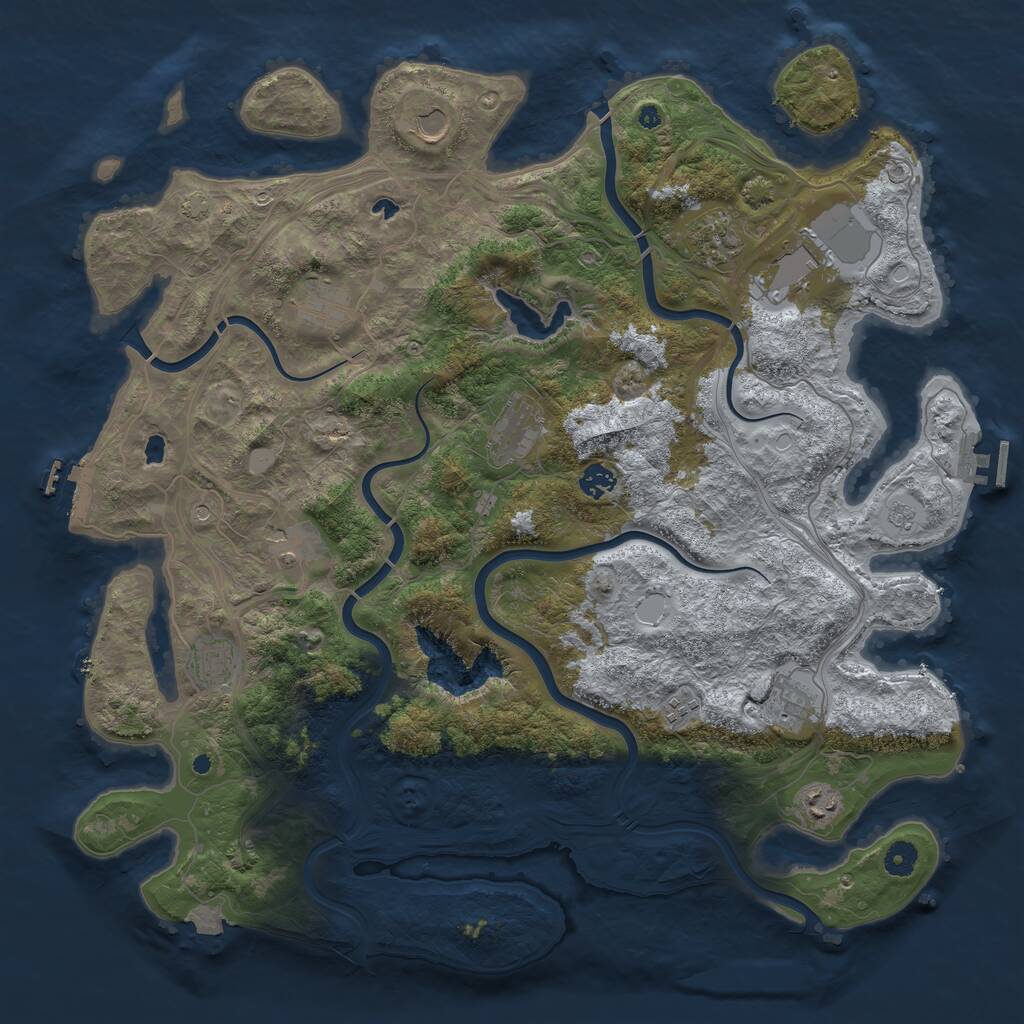 Rust Map: Procedural Map, Size: 4500, Seed: 1909628504, 17 Monuments