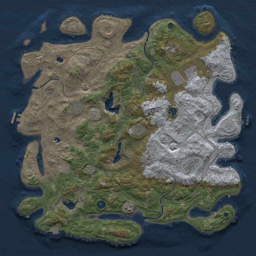 Rust Map: Procedural Map, Size: 4500, Seed: 1909628504, 16 Monuments