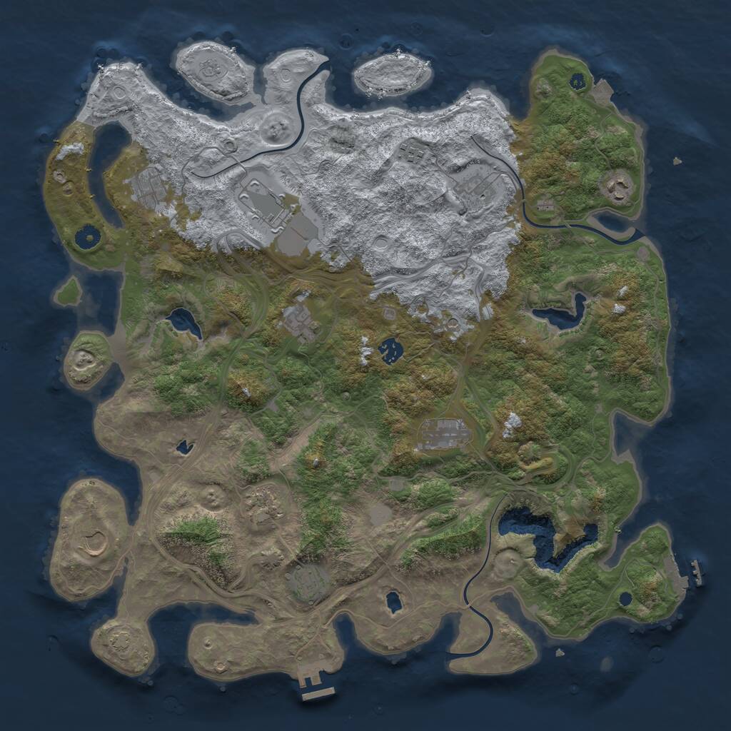 Rust Map: Procedural Map, Size: 4500, Seed: 2133843259, 17 Monuments