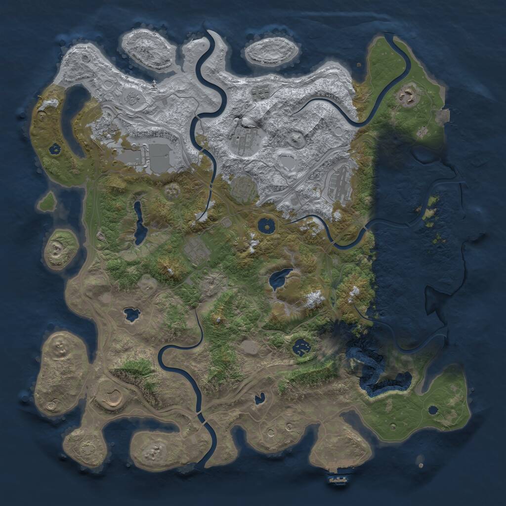 Rust Map: Procedural Map, Size: 4500, Seed: 2133843259, 16 Monuments