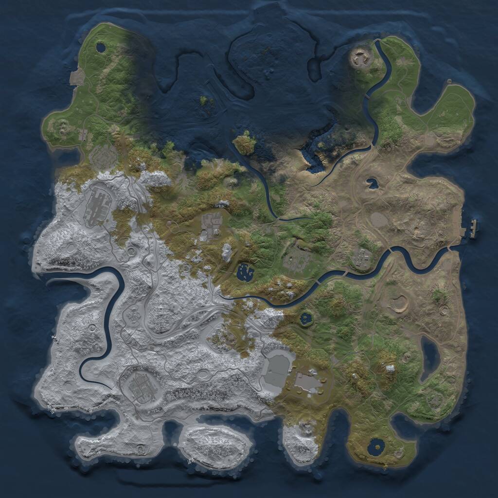 Rust Map: Procedural Map, Size: 4250, Seed: 402614021, 17 Monuments