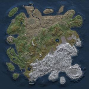 Thumbnail Rust Map: Procedural Map, Size: 3650, Seed: 91622636, 15 Monuments