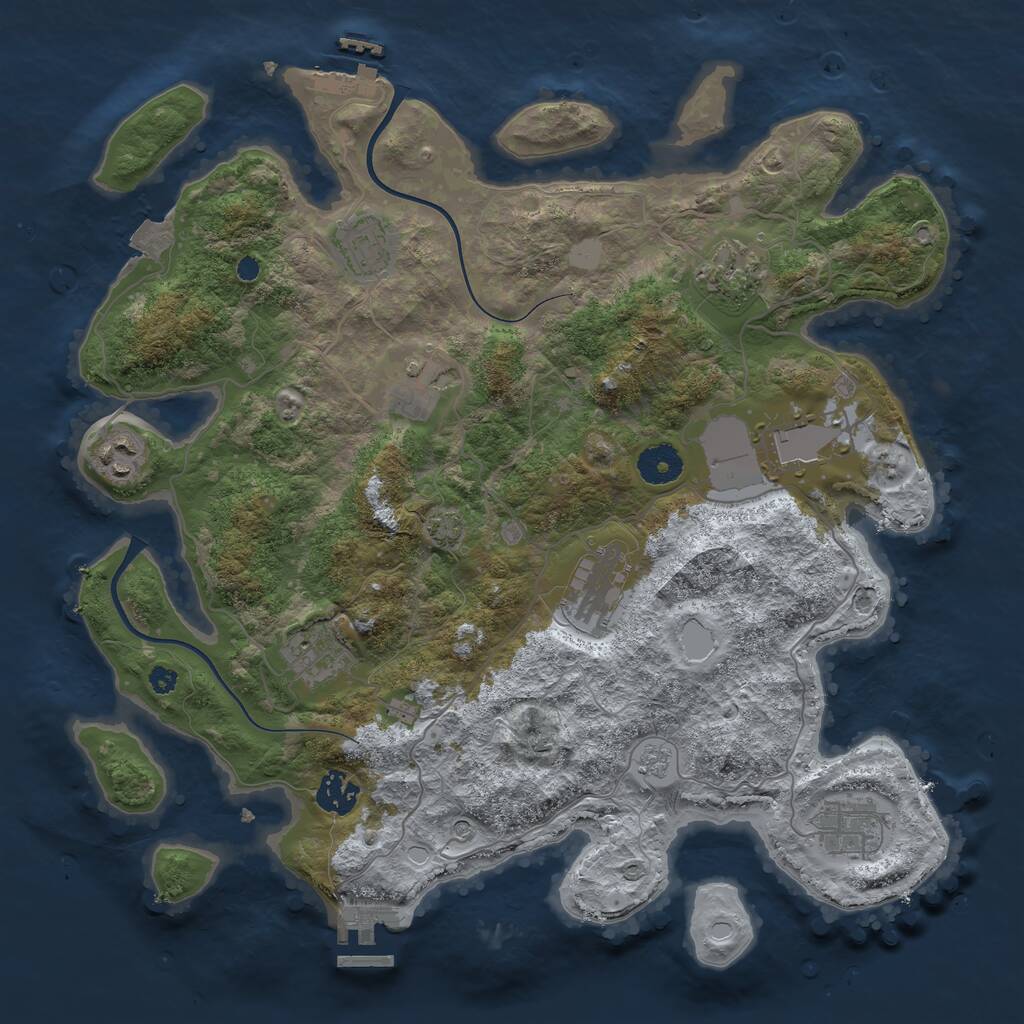 Rust Map: Procedural Map, Size: 3650, Seed: 91622636, 15 Monuments