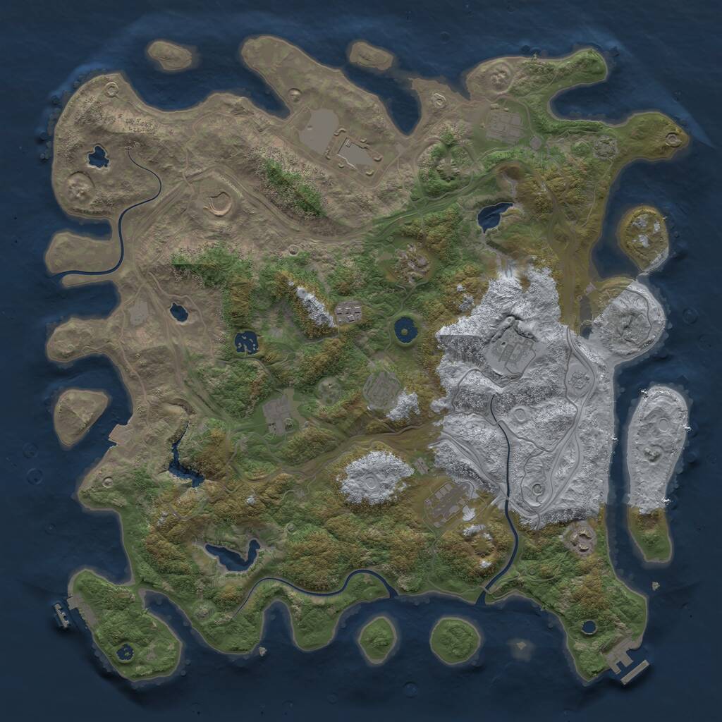 Rust Map: Procedural Map, Size: 4500, Seed: 951954899, 17 Monuments