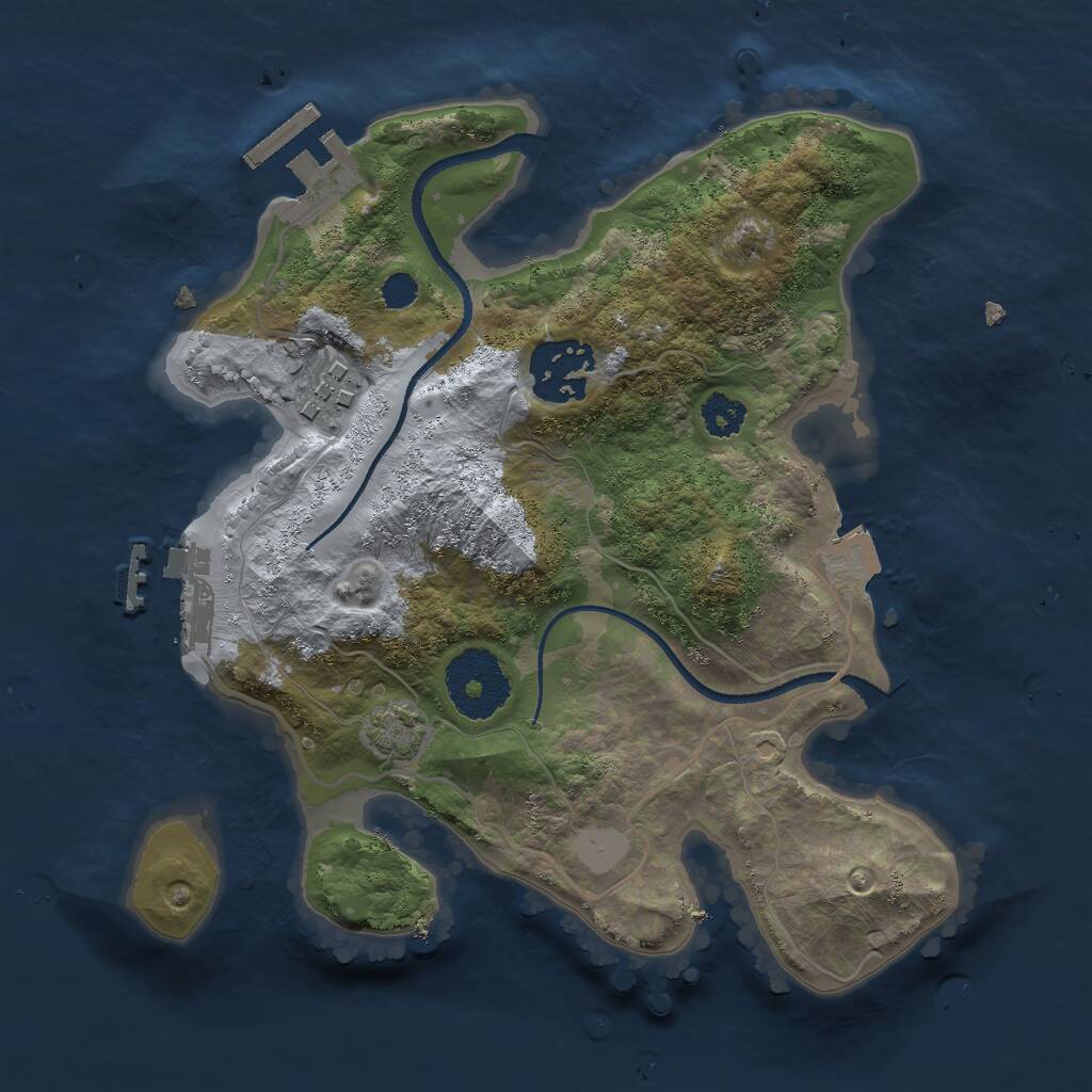 Rust Map: Procedural Map, Size: 2500, Seed: 1261203101, 6 Monuments