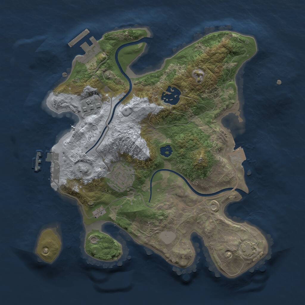 Rust Map: Procedural Map, Size: 2500, Seed: 1261203101, 7 Monuments