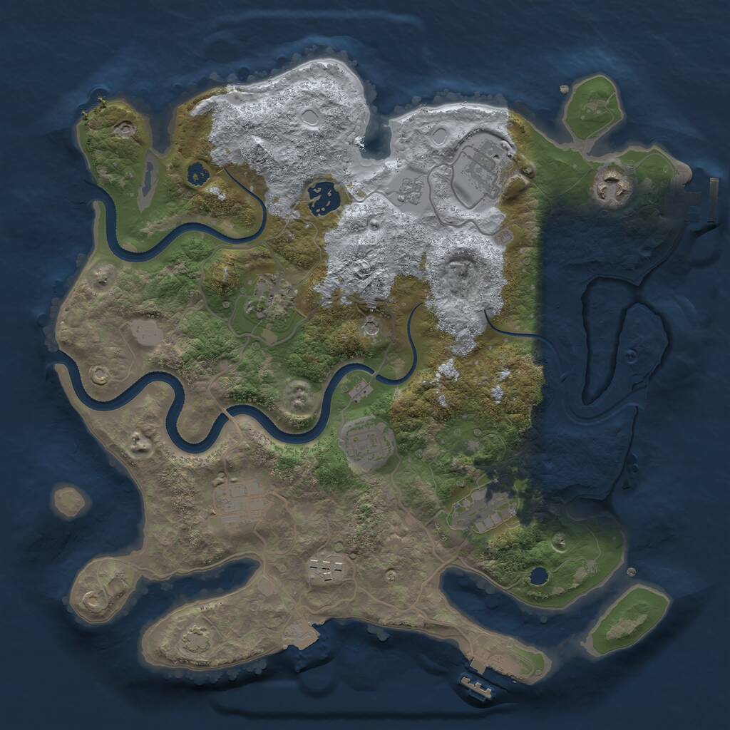 Rust Map: Procedural Map, Size: 3300, Seed: 1386972584, 14 Monuments