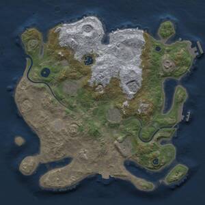 Thumbnail Rust Map: Procedural Map, Size: 3300, Seed: 1386972584, 12 Monuments