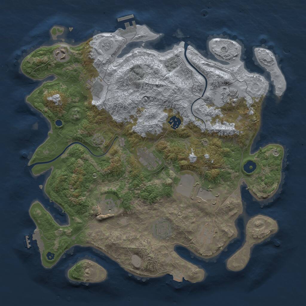 Rust Map: Procedural Map, Size: 3750, Seed: 443989070, 16 Monuments