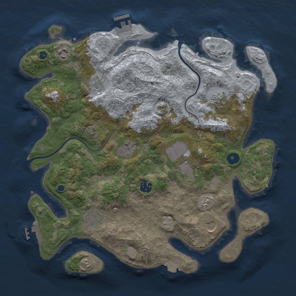 Rust Map: Procedural Map, Size: 3750, Seed: 443989070, 15 Monuments