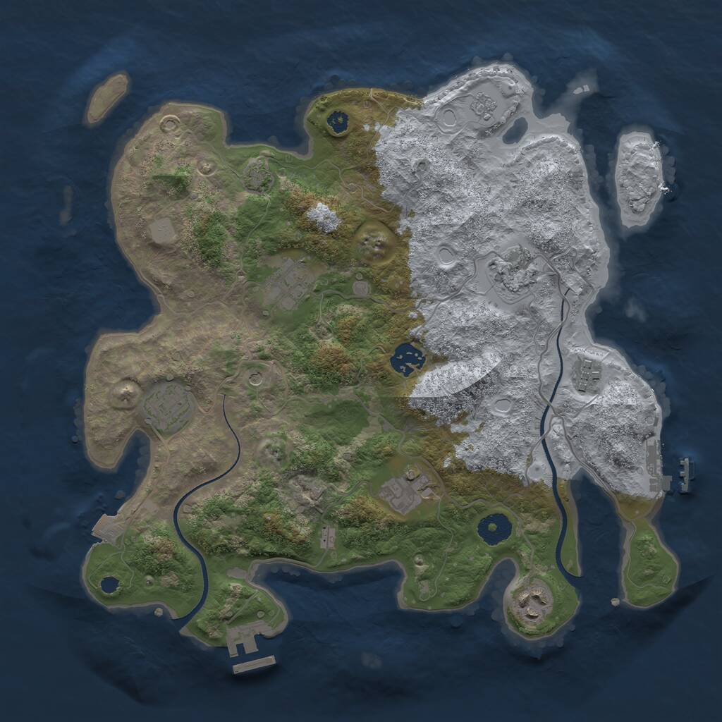 Rust Map: Procedural Map, Size: 3400, Seed: 1042167201, 13 Monuments