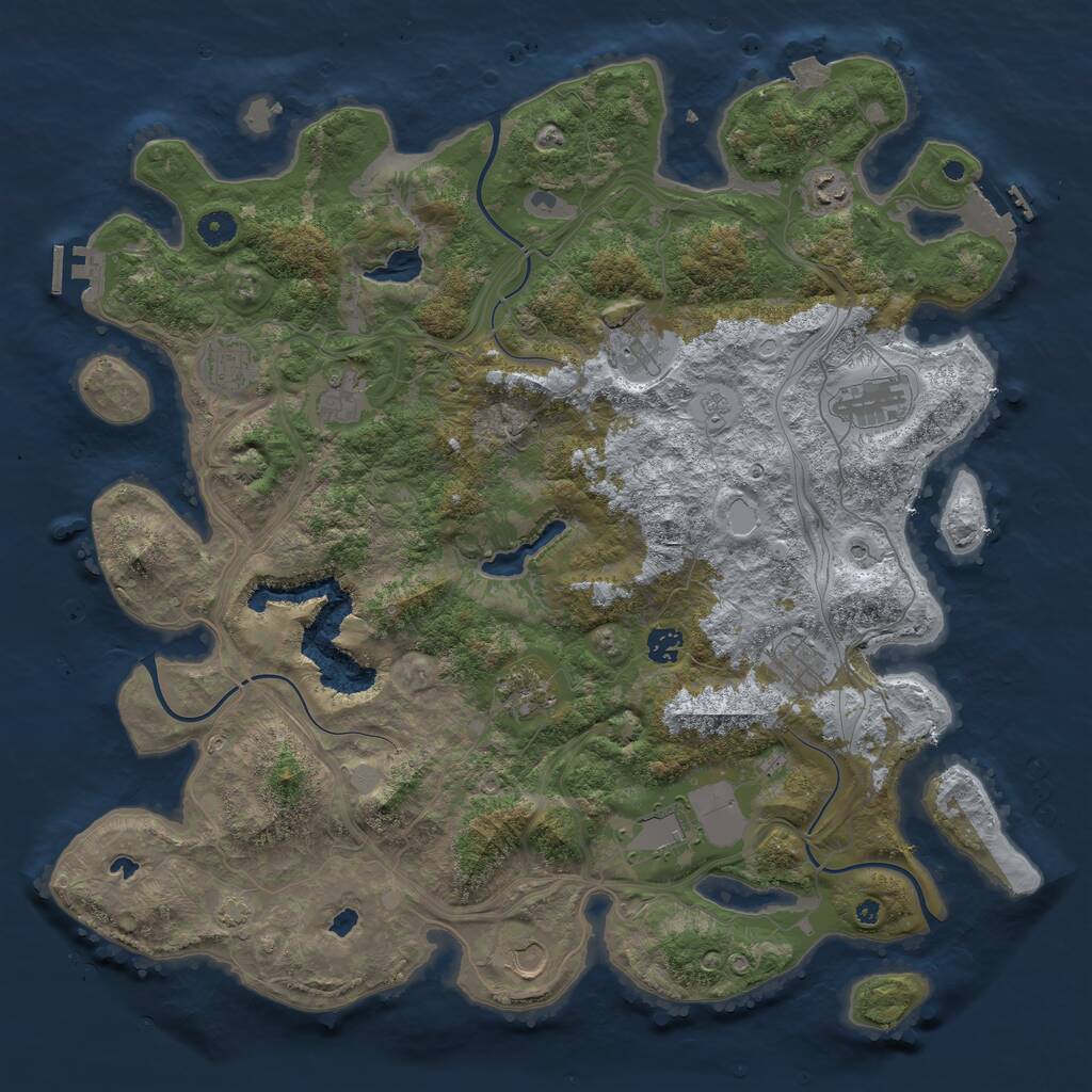 Rust Map: Procedural Map, Size: 4500, Seed: 1145247548, 16 Monuments