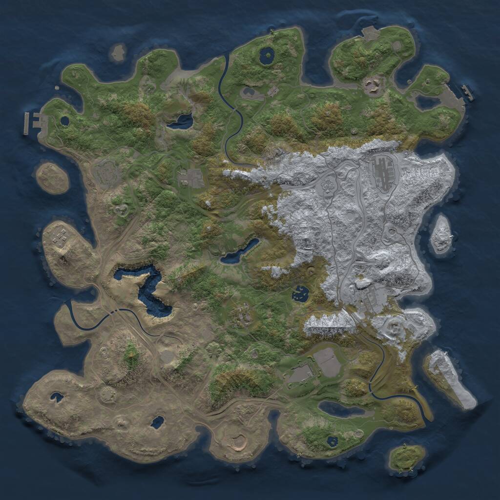 Rust Map: Procedural Map, Size: 4500, Seed: 1145247548, 16 Monuments