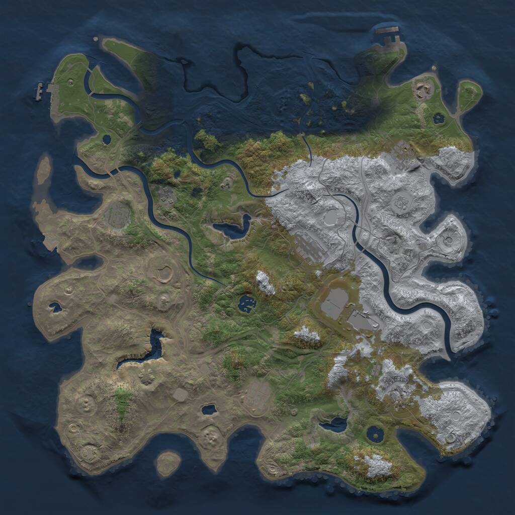 Rust Map: Procedural Map, Size: 4500, Seed: 50993012, 16 Monuments