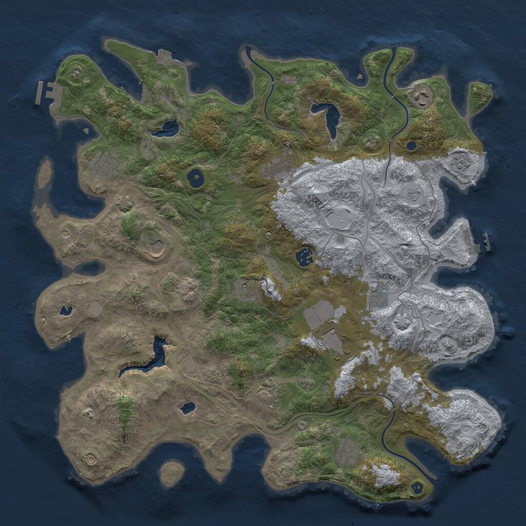 Rust Map: Procedural Map, Size: 4500, Seed: 50993012, 17 Monuments